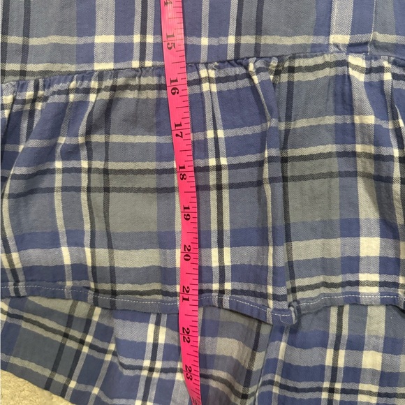 Trovata Birds of Paradis Blue Plaid Peplum Button Down Shirt Women’s M Boho‎ - Picture 5 of 6